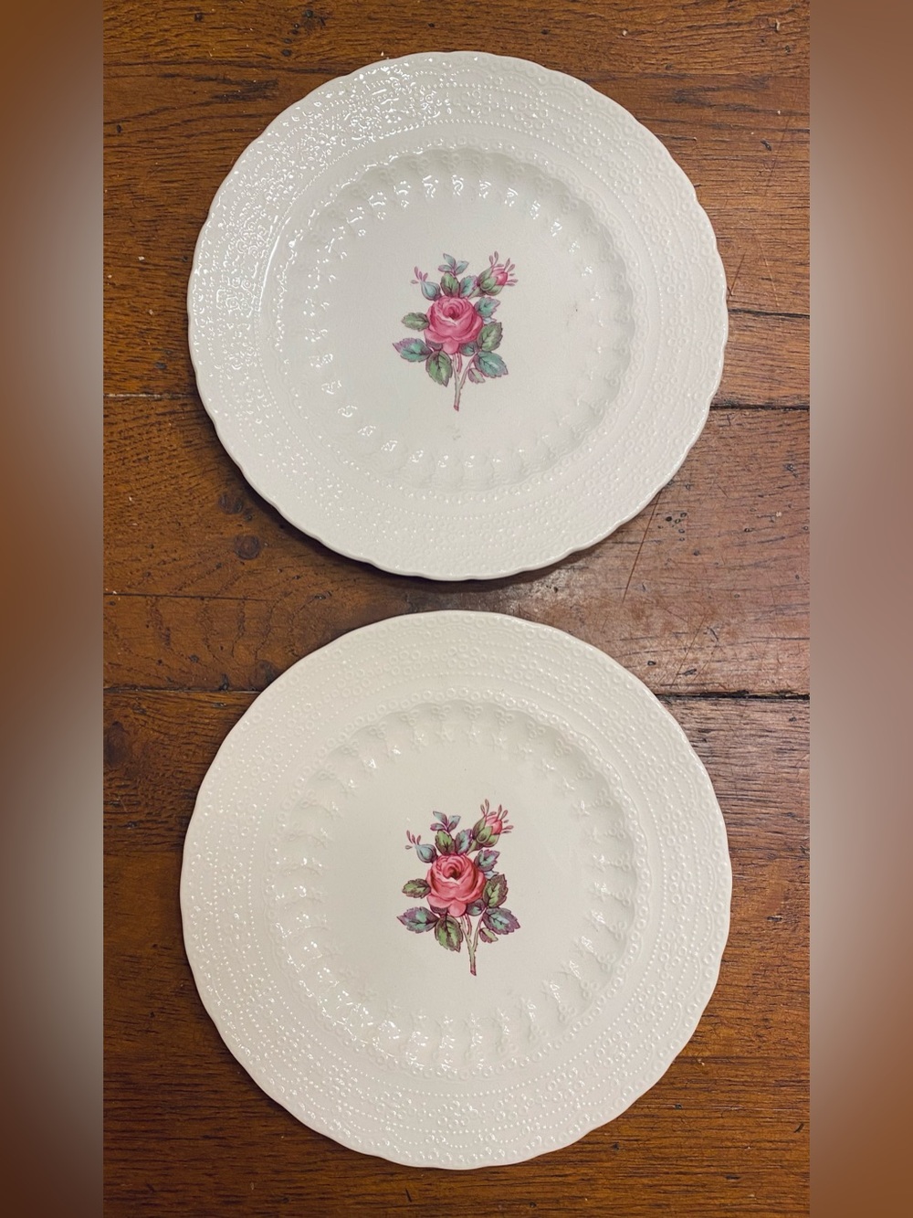 Vtg Spode Billingsley Rose 6" Bread Butter Plates 1 Green & 1 Black Stamp